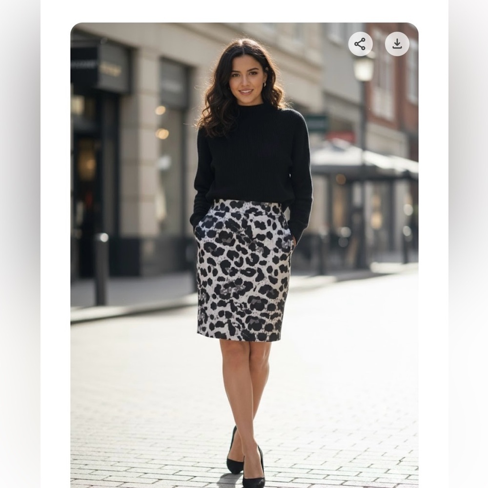Banana Republic Monochrome Animal Print Pencil Skirt